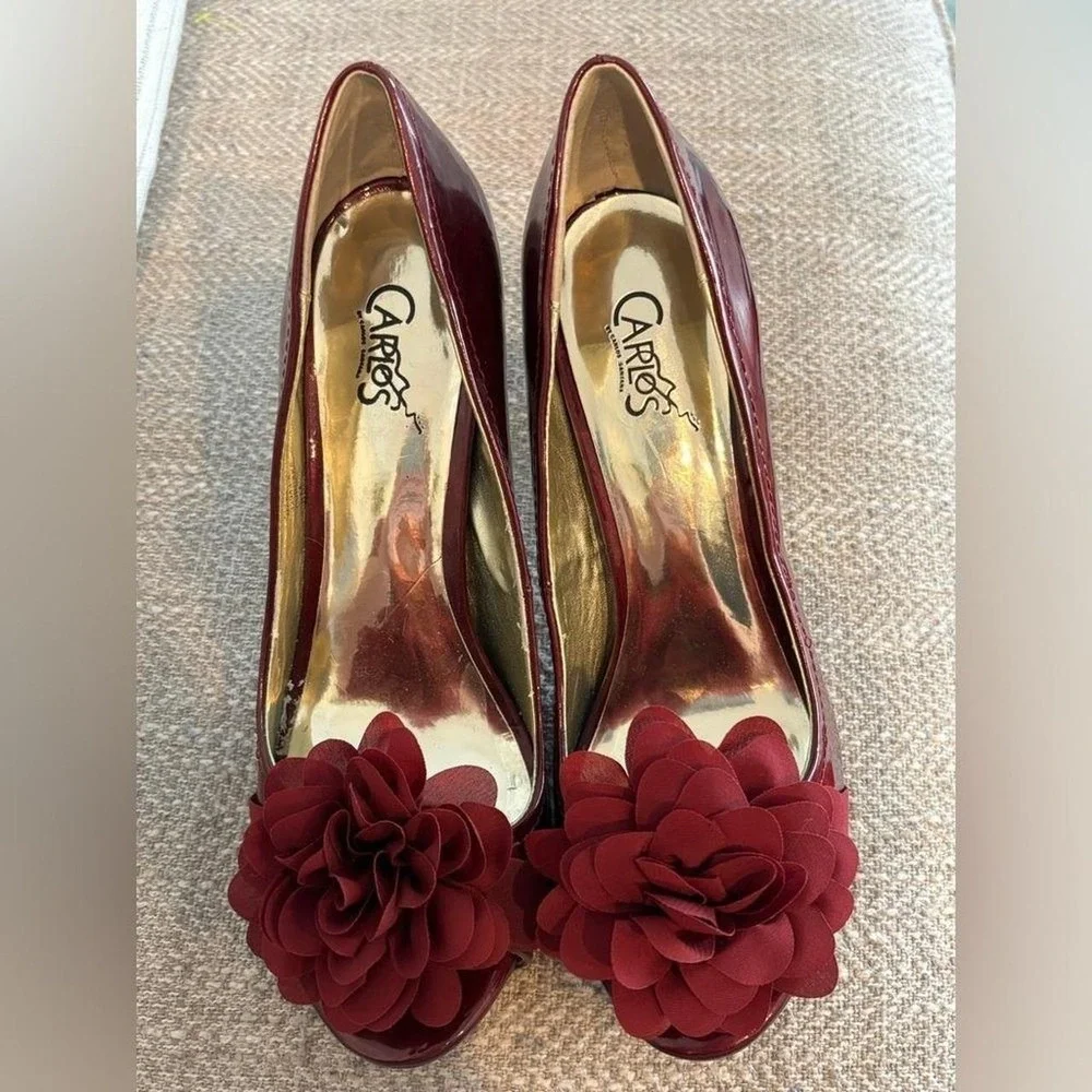 Carlos's by Carlos Santa red floral red embellished heels elegant 8